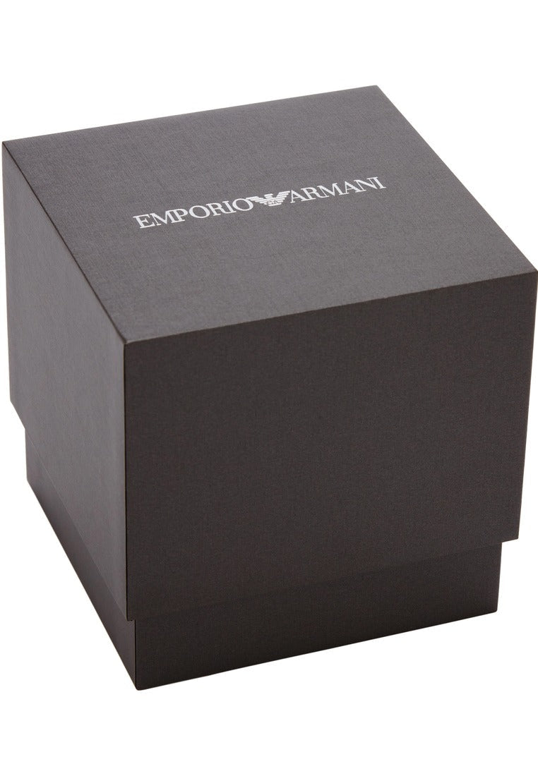 Emporio Armani Racer Chronograph Silver Dial Black Leather Strap Watch for Men - AR11677