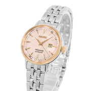 Seiko Presage Cocktail Time Automatic Diamonds White Dial Silver Steel Strap Watch for Women - SRE012J1