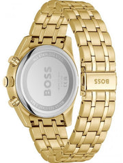 Hugo Boss Skytraveller Chronograph Black Dial Gold Steel Strap Watch for Men - 1514152