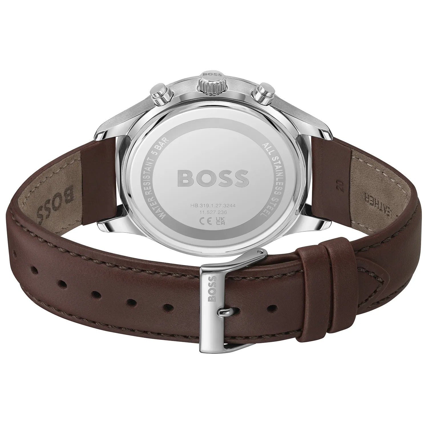  Shop Authentic Hugo Boss Avery Chronograph Grey Dial Brown Leather Strap Watch for Men - 1514155 - Luxxuri