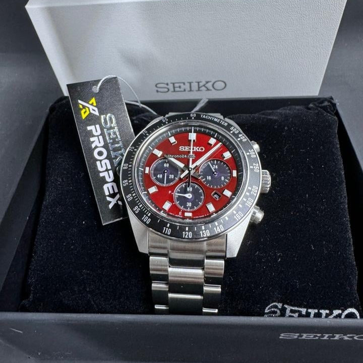  Shop Authentic Seiko Prospex US Special Edition Speedtimer Solar Chronograph Red Dial Silver Steel Strap Watch for Men - SSC927 - Luxxuri