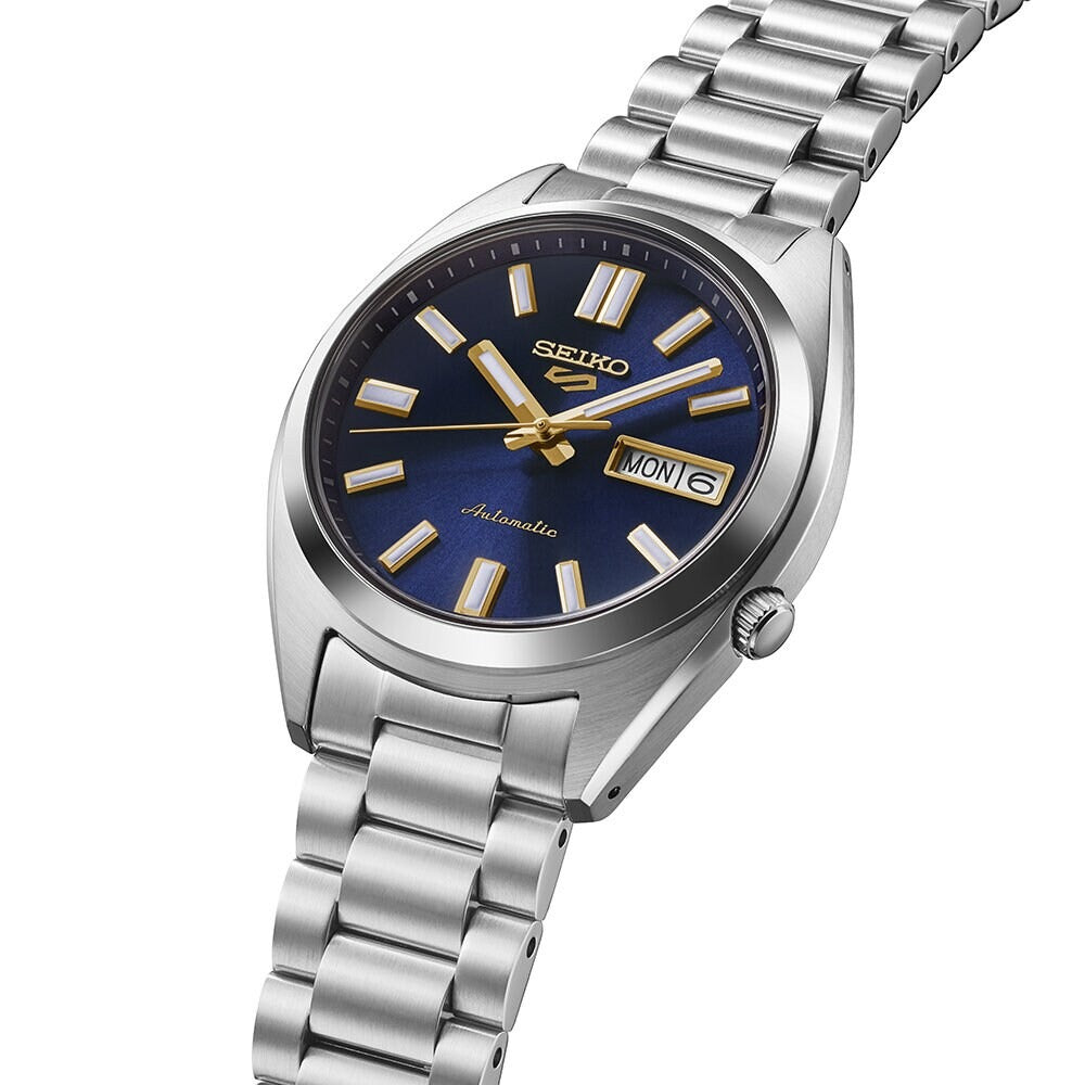 Seiko 5 Sports Automatic Blue Dial Silver Steel Strap Watch for Men - SRPL55K1