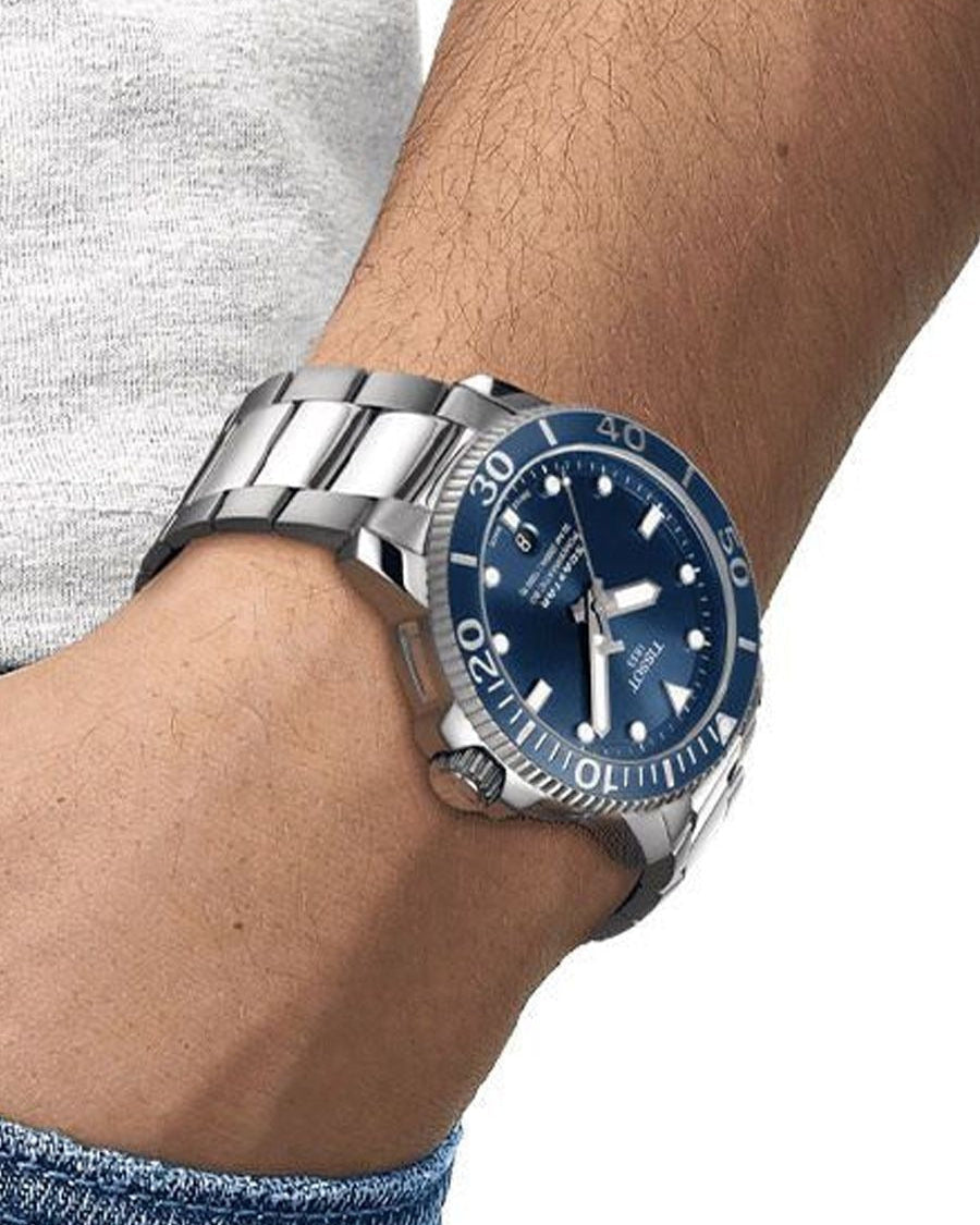 Tissot Seastar 1000 Powermatic 80 Blue Dial Silver Steel Strap Watch for Men - T120.407.11.041.03