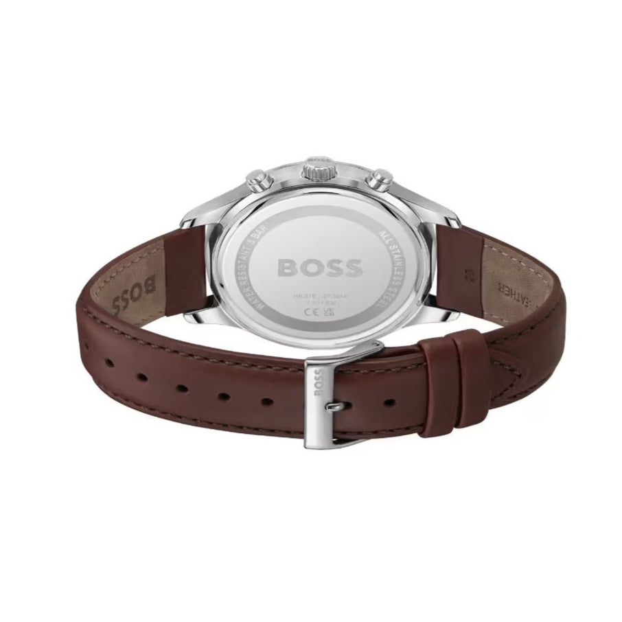  Shop Authentic Hugo Boss Avery Chronograph Grey Dial Brown Leather Strap Watch for Men - 1514155 - Luxxuri