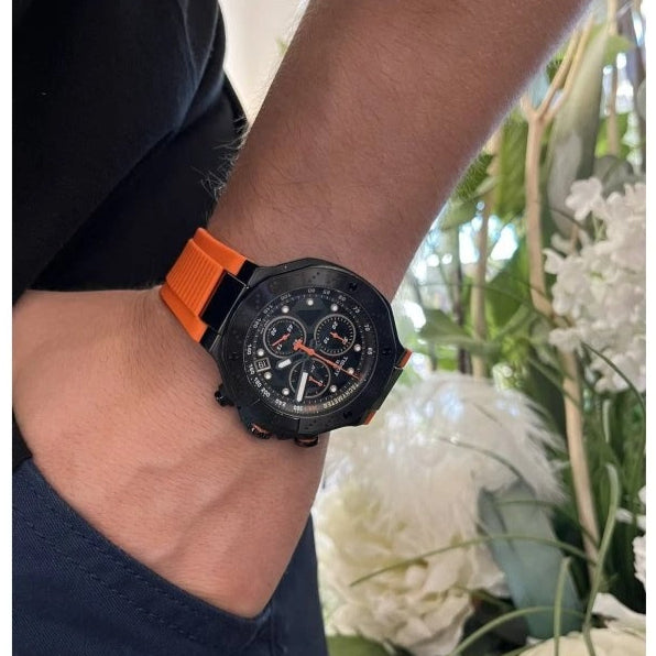 Tissot T Race Chronograph Black Dial Orange Rubber Strap Watch for Men - T141.417.37.051.02