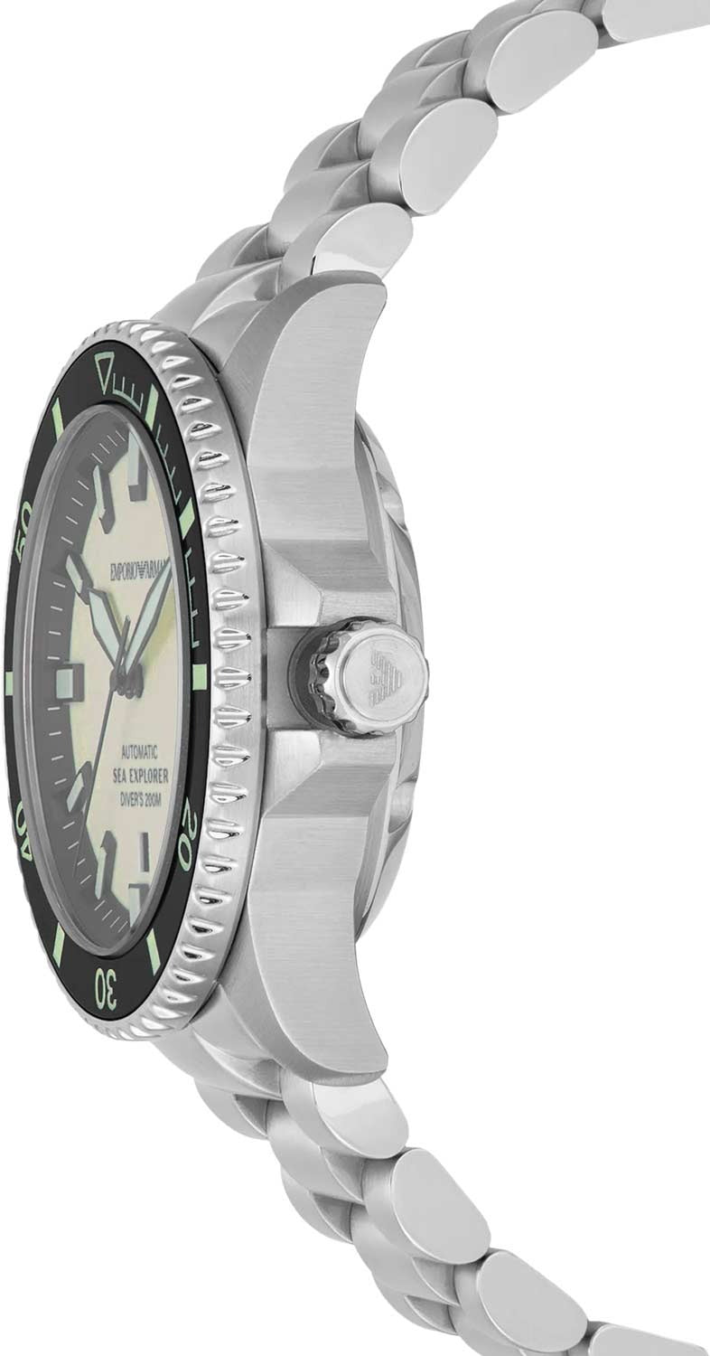 Emporio Armani Sea Explorer Yellow Dial Silver Steel Strap Watch for Men - AR60083