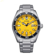 Citizen Mechanical Automatic Yellow Dial Silver Steel Strap Watch for Men - NJ0170-83Z