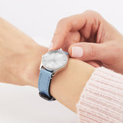 Gucci G Timeless Silver Dial Blue Leather Strap Watch for Women - YA1265039