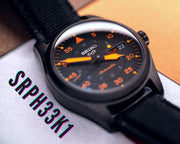Seiko 5 Sports Flieger Pilot Automatic Black Dial Black Nylon Strap Watch for Men - SRPH33K1