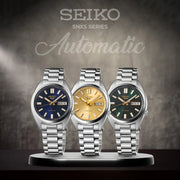 Seiko 5 Sports Automatic Gold Dial Silver Steel Strap Watch for Men - SRPL59K1