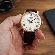 Tissot Classic Dream Ivory Dial Brown Leather Strap Watch for Men - T129.410.26.263.00
