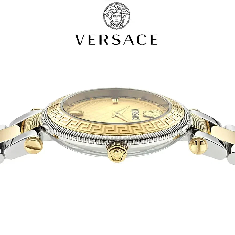  Shop Authentic Versace Reve Analog Gold Dial Two Tone Steel Strap Watch for Women - VE8B00324 - Luxxuri