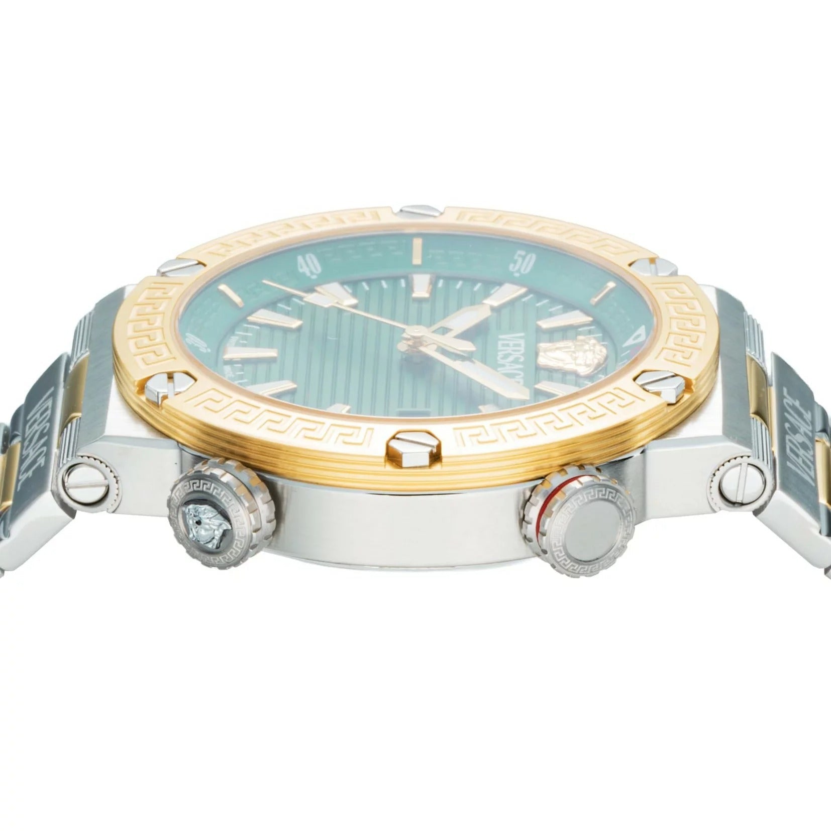  Shop Authentic Versace Greca Logo Diver Quartz Green Dial Two Tone Steel Strap Watch for Men - VE8G00524 - Luxxuri