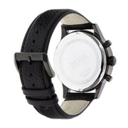  Shop Authentic Hugo Boss Aeroliner Chronograph Black Dial Black Leather Strap Watch for Men - 1512567 - Luxxuri