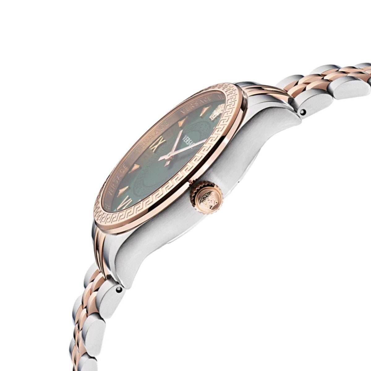  Shop Authentic Versace Hellenyium Quartz Green Dial Two Tone Steel Strap Watch for Women - VE2S00422 - Luxxuri