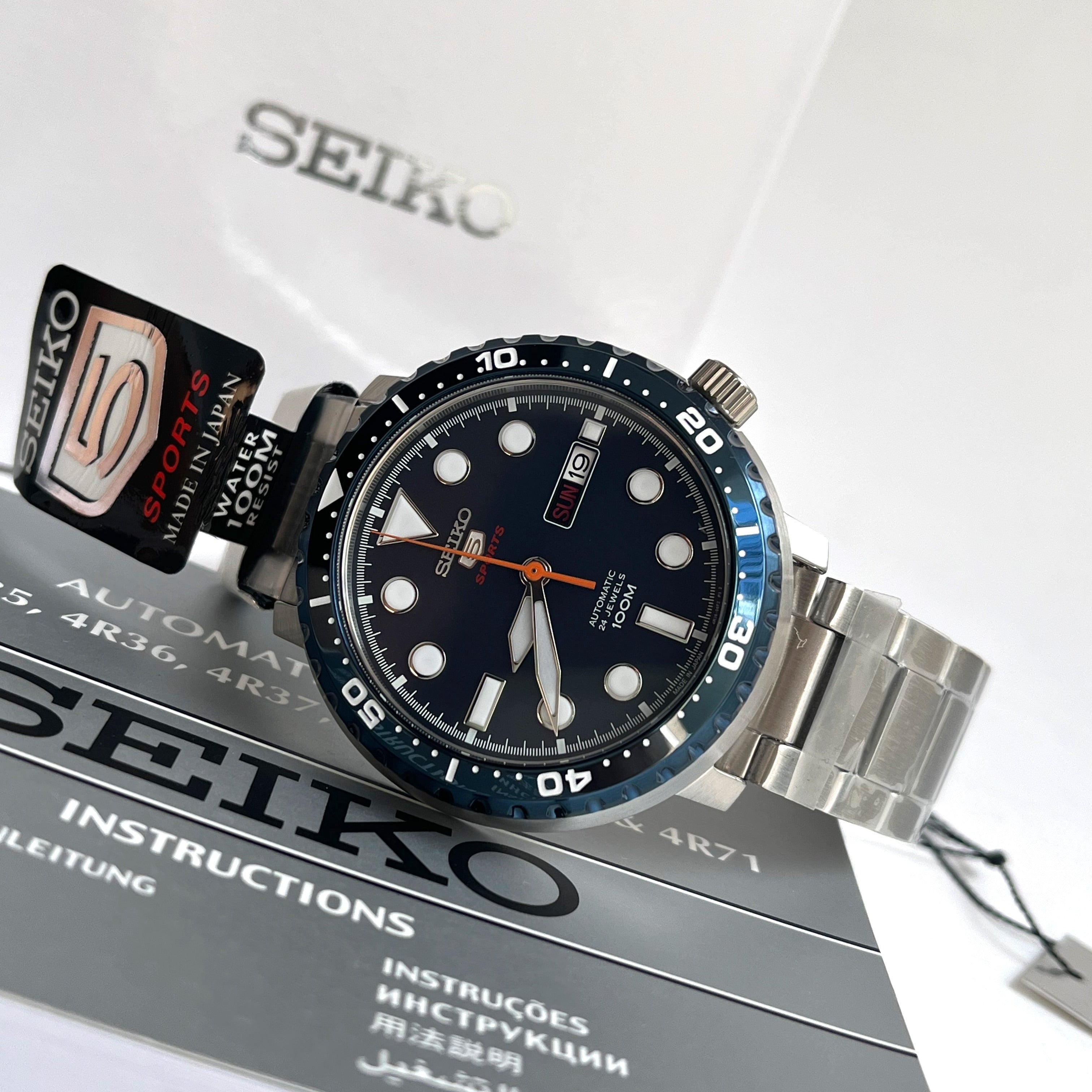  Shop Authentic Seiko 5 Sports Automatic Blue Dial Silver Steel Strap Watch for Men - SRPC63J1 - Luxxuri