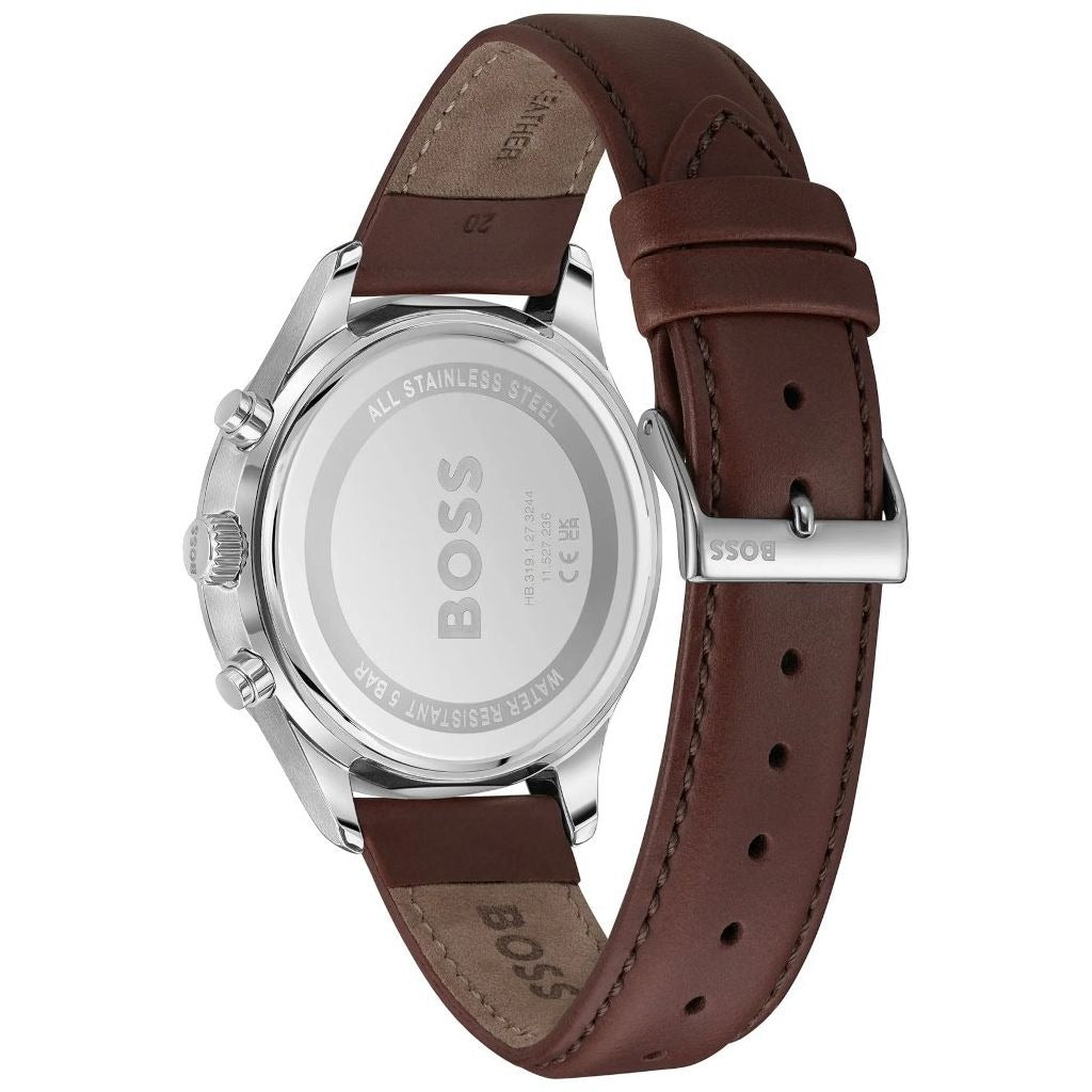  Shop Authentic Hugo Boss Avery Chronograph Grey Dial Brown Leather Strap Watch for Men - 1514155 - Luxxuri