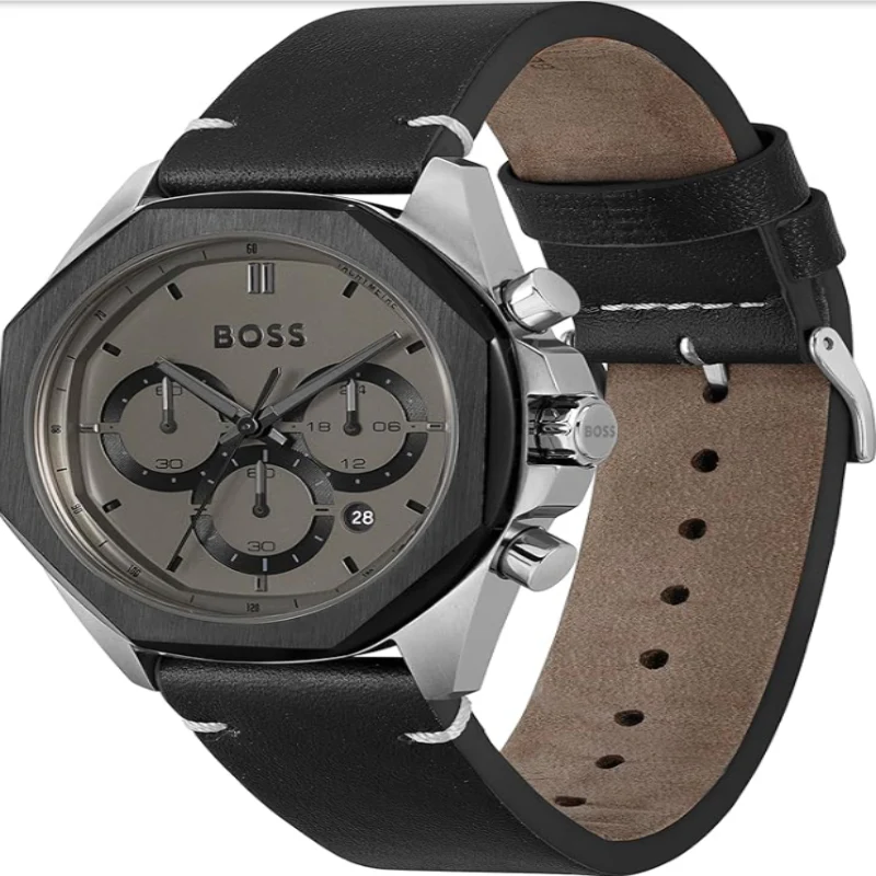  Shop Authentic Hugo Boss Cloud Chronograph Grey Dial Black Leather Strap Watch for Men - 1514014 - Luxxuri