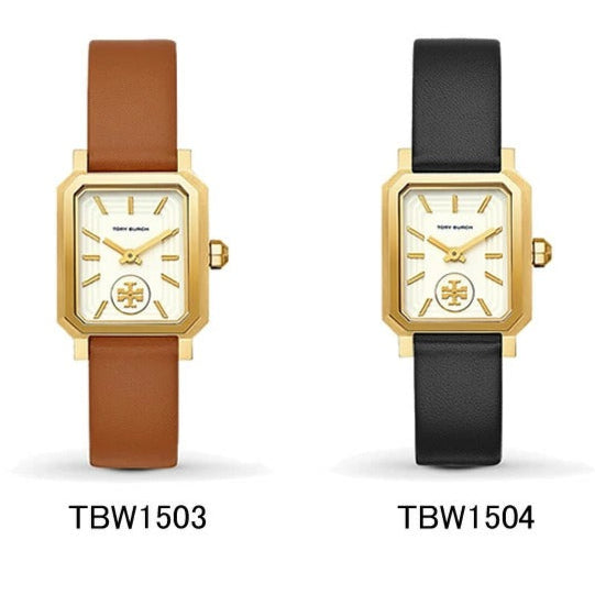 Tory Burch Robinson White Dial Black Leather Strap Watch for Women - TBW1504