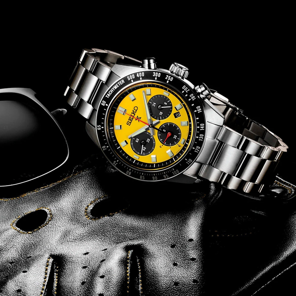  Shop Authentic Seiko Prospex Speedtimer Solar Chronograph Yellow Dial Silver Steel Strap Watch for Men - SSC929 - Luxxuri