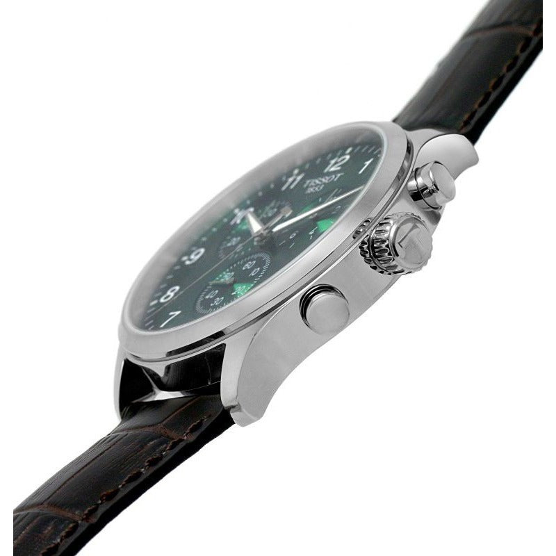 Tissot Chrono XL Classic Green Dial Brown Leather Strap Watch for Men - T116.617.16.092.00