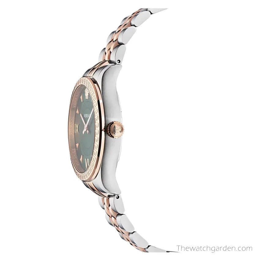  Shop Authentic Versace Hellenyium Quartz Green Dial Two Tone Steel Strap Watch for Women - VE2S00422 - Luxxuri
