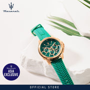Maserati Successo Chronograph Green Dial Green Silicone Strap Watch for Men - R8871621038