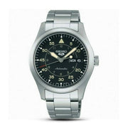 Seiko 5 Sports Flieger Automatic Black Dial Silver Steel Strap Watch for Men - SRPH27K1