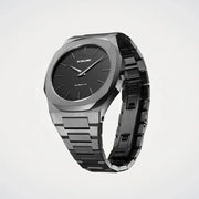 D1 Milano Ultra Thin Black Dial Gray Steel Strap Watch for Men - D1-UTBJ15