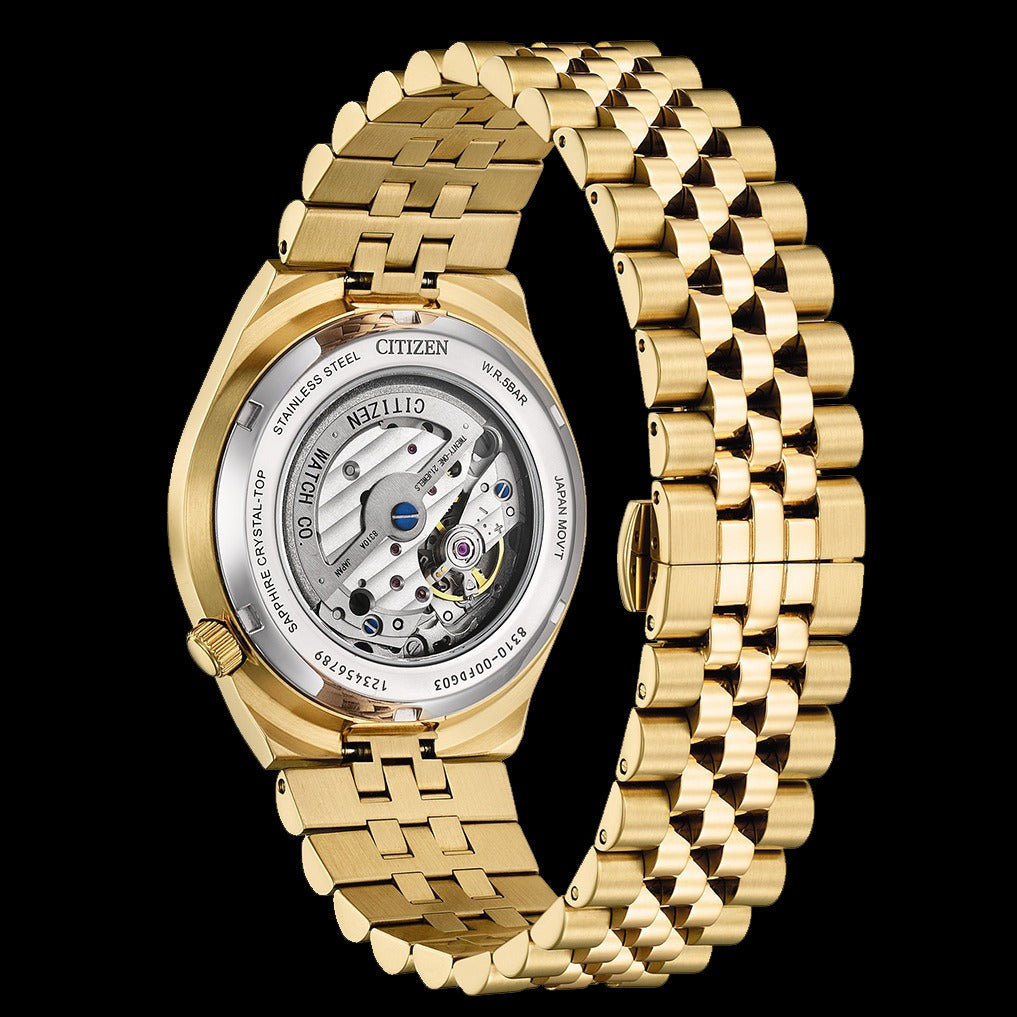 Citizen Tsuyosa 60 Automatic Blue Dial Rose Gold Steel Strap Watch for Men - NK0023-57L