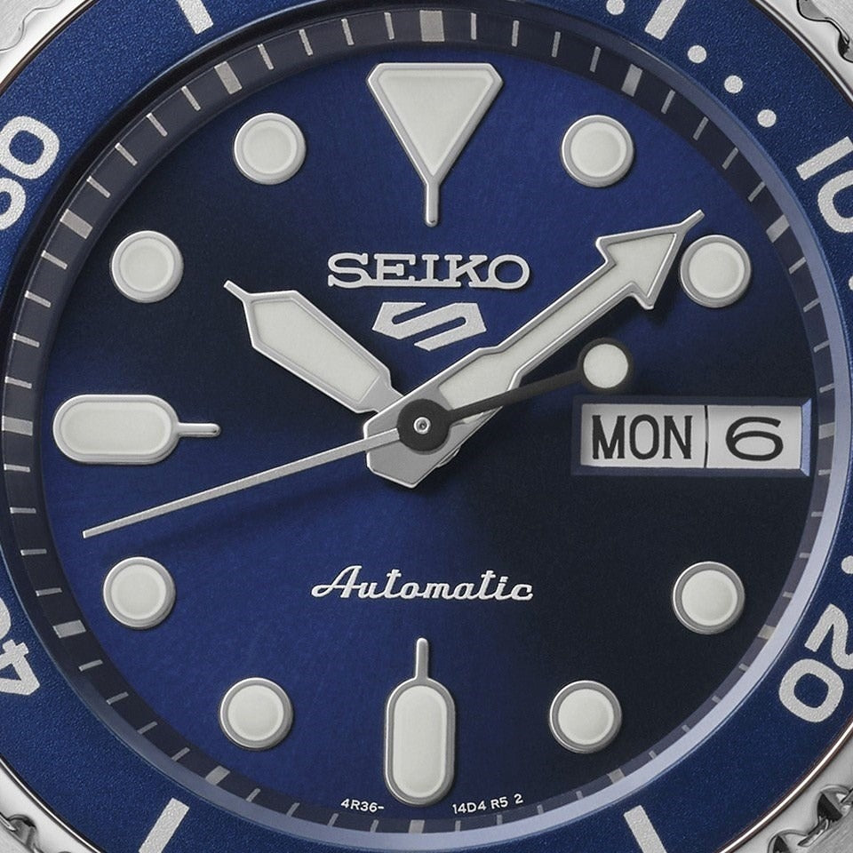 Seiko 5 Sports SKX Street Denim Blue Dial Silver Steel Strap Watch for Men - SRPL77K1