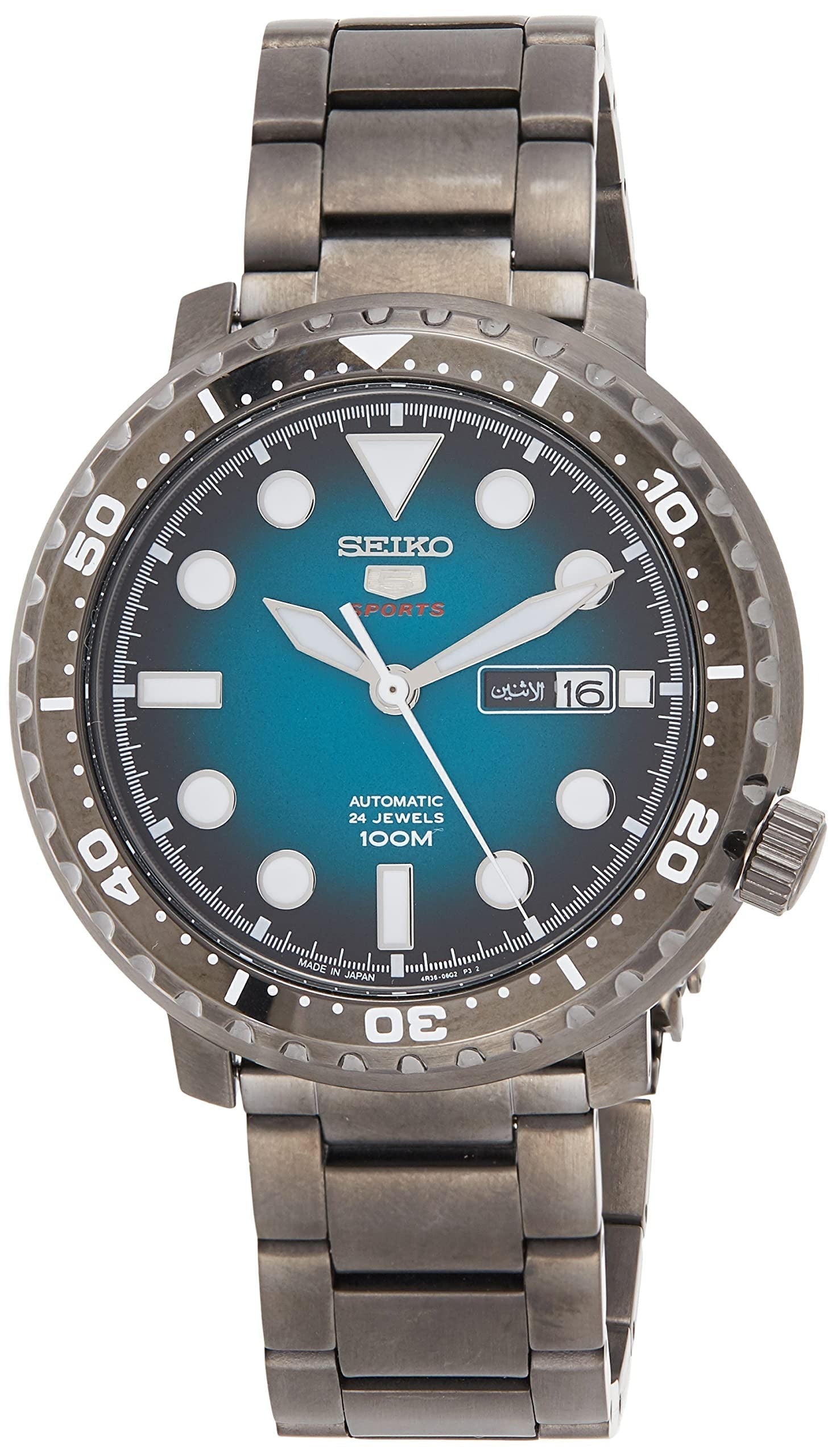  Shop Authentic Seiko 5 Sports Automatic Turquoise Dial Grey Steel Strap Watch for Men - SRPC65J1 - Luxxuri