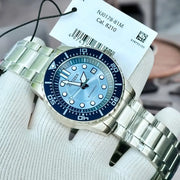 Citizen Mechanical Automatic Blue Dial Silver Steel Strap Watch for Men - NJ0178-81M