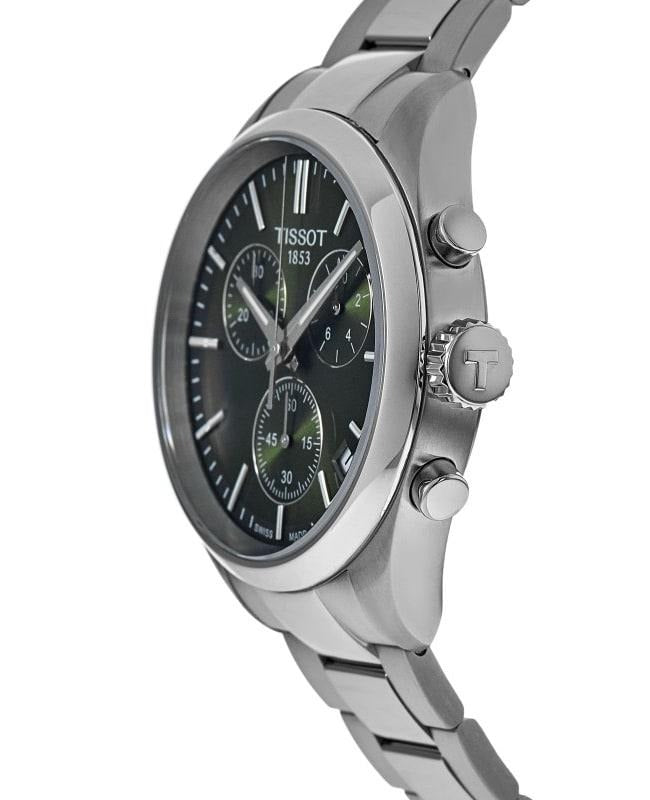 Tissot PR 100 Chronograph Green Dial Silver Steel Strap Watch for Men - T150.417.11.091.00
