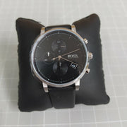  Shop Authentic Hugo Boss Integrity Chronograph Black Dial Black Leather Strap Watch for Men - 1513777 - Luxxuri