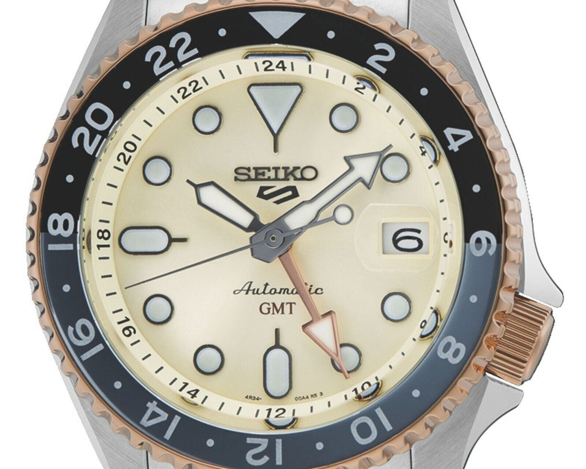  Shop Authentic Seiko 5 GMT Sport Asia Exclusive Limited Edition Off White Dial Silver Steel Strap Watch for Men - SSK046K1 - Luxxuri