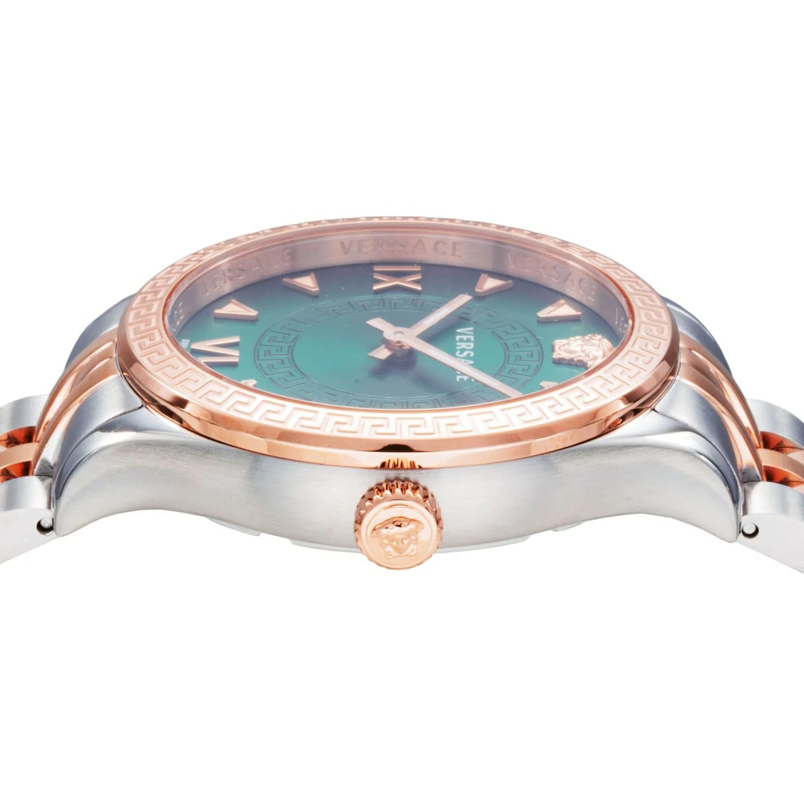  Shop Authentic Versace Hellenyium Quartz Green Dial Two Tone Steel Strap Watch for Women - VE2S00422 - Luxxuri
