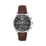  Shop Authentic Hugo Boss Avery Chronograph Grey Dial Brown Leather Strap Watch for Men - 1514155 - Luxxuri