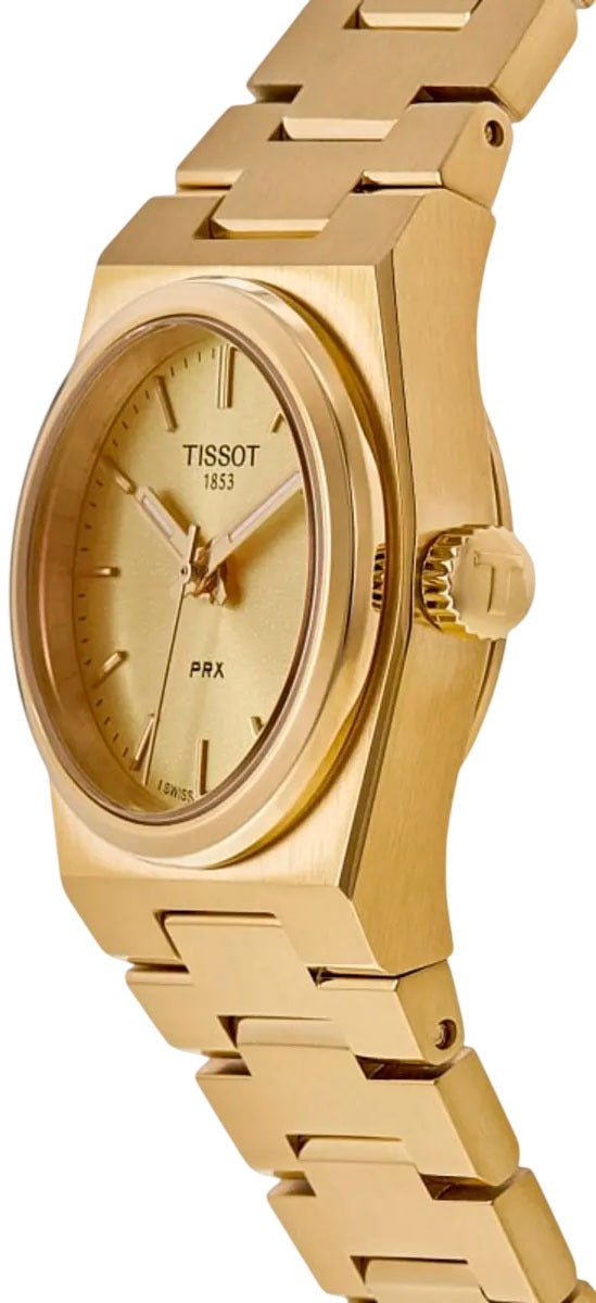 Tissot PRX 25mm Gold DIal Gold Steel Strap Watch for Women - T137.010.33.021.00