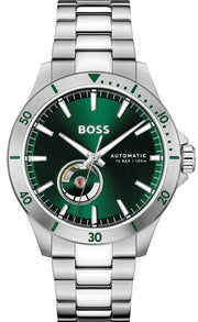  Shop Authentic Hugo Boss Troper Automatic Chronograph Green Dial Silver Steel Strap Watch for Men - 1514200 - Luxxuri