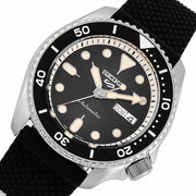Seiko 5 Sports SKX Automatic Black Dial Black Silicone Strap Watch for Men - SRPD73K2