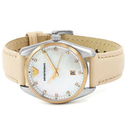 Emporio Armani Tazio Mother of Pearl Dial Pink Leather Strap Watch for Women - AR6133