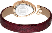 Just Cavalli Diversa Snake Rose Gold Dial Red Leather Strap Watch for Women - JC1L321L0045