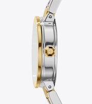 Tory Burch Reva Gold Dial Two Tone Steel Strap Watch for Women - TBW4016