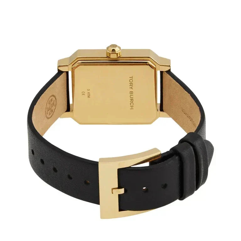 Tory Burch Robinson White Dial Black Leather Strap Watch for Women - TBW1504