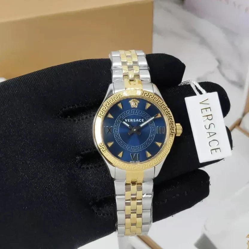  Shop Authentic Versace Hellenyium Quartz Blue Dial Two Tone Steel Strap Watch for Women - VE2S00522 - Luxxuri