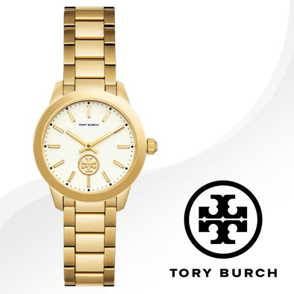 Tory Burch Collins White Dial Gold Steel Strap Watch for Women - TBW1300