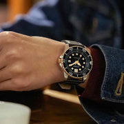 Citizen Mechanical Automatic Black Dial Black Leather Strap Watch for Men - NJ0176-10E