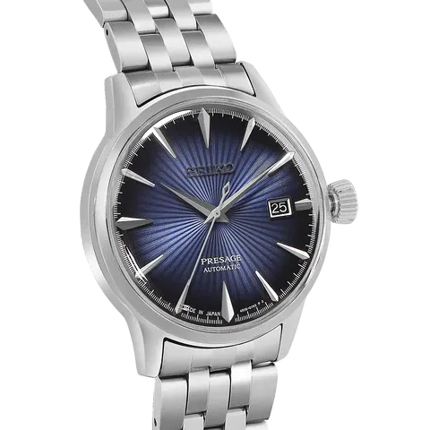 Seiko Presage Cocktail Time Automatic Blue Dial Silver Steel Strap Watch for Men - SRPB41J1