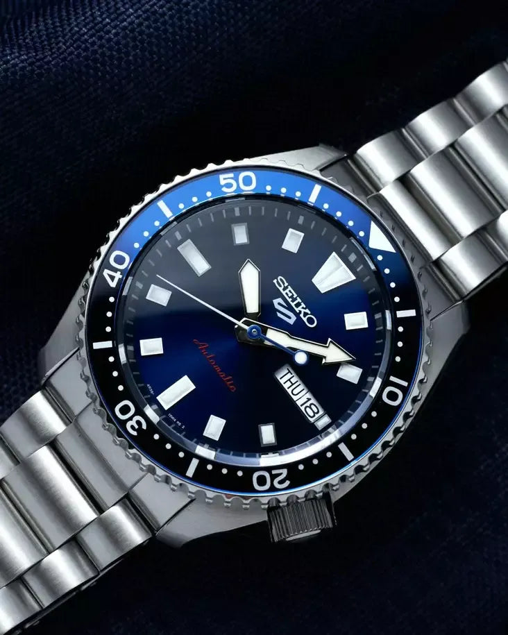 Seiko 5 Sports SKX Automatic Blue Dial Silver Steel Strap Watch for Men - SRPL83K1
